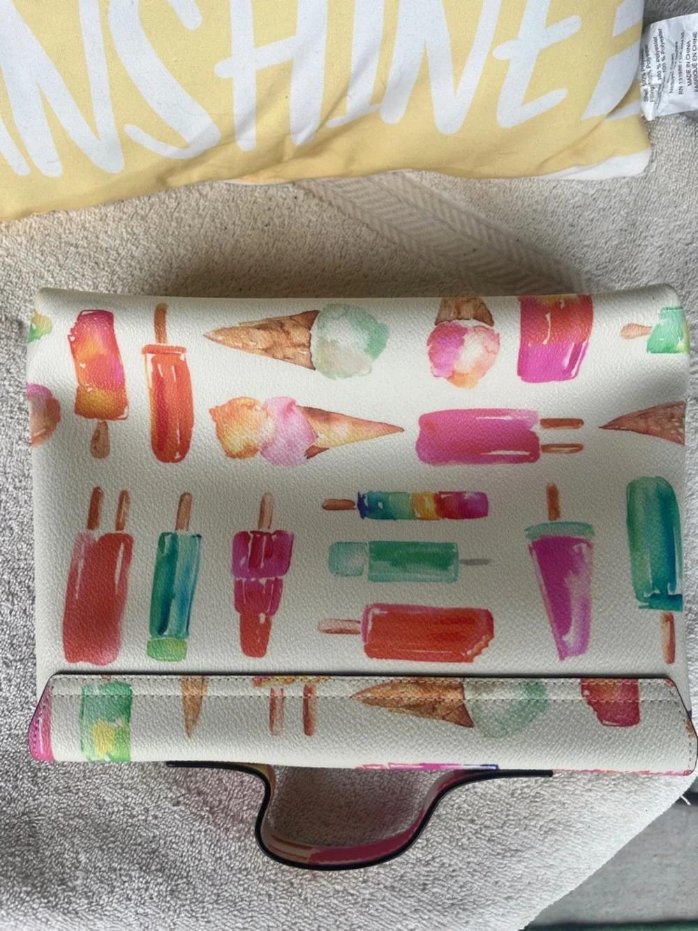 Kate Spade White Multicolor Ice Cream & Popsicle Cosmetic Case EUC